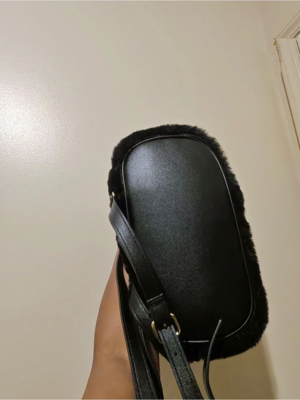 Juicy Couture Dreamy Divas black faux fur backpack with drawstring closure